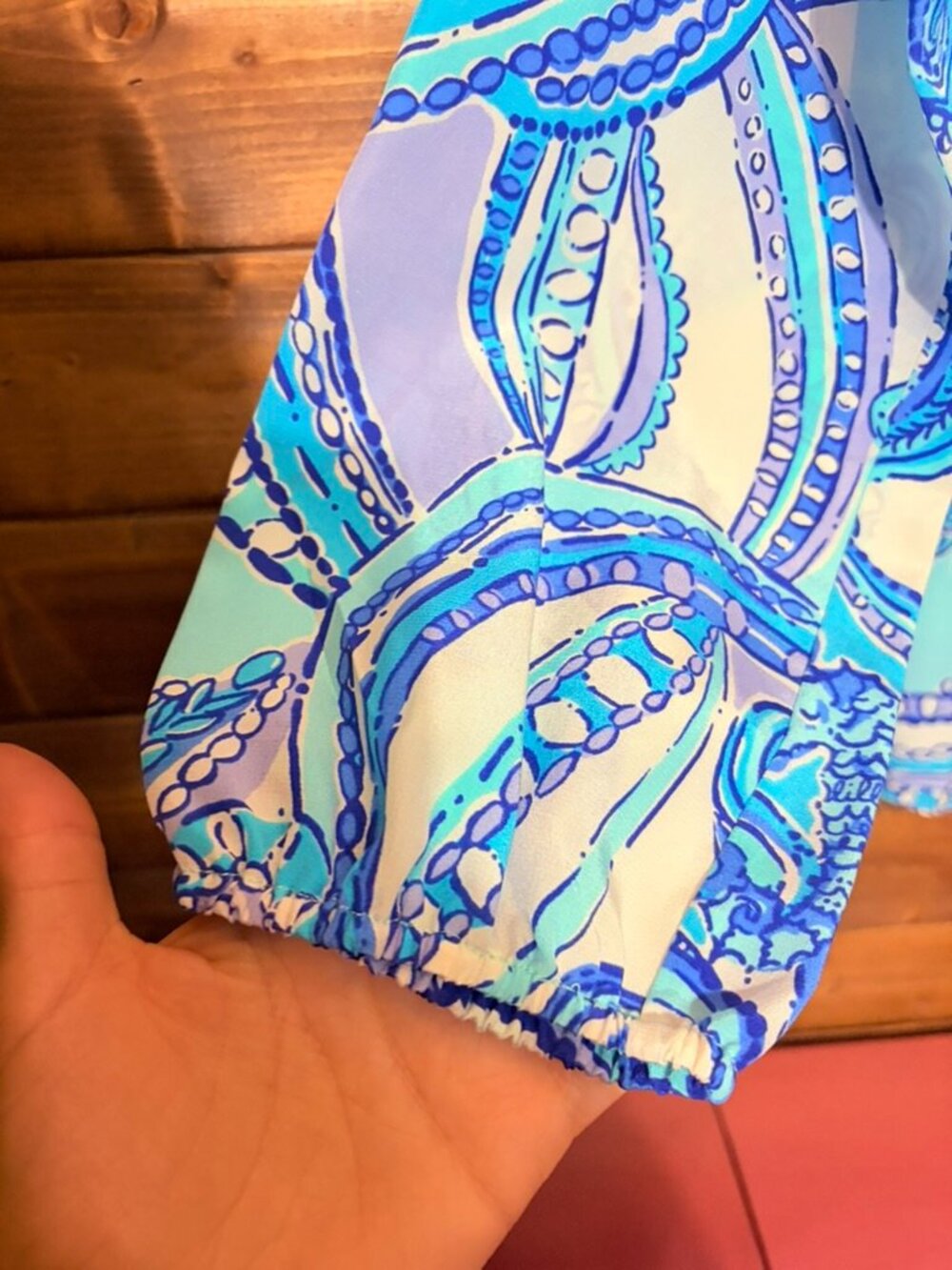 Lilly‎ Pulitzer Elsie silk blouse "Searulean Blue Test The Water" - Picture 4 of 6